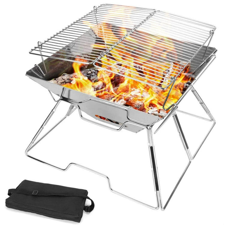 Stornfield | Portable Stainless Steel Camping Grill Folding Charcoal Grill