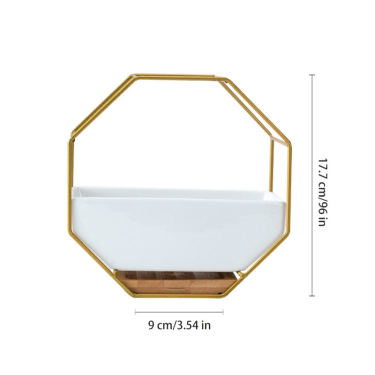 Stornfield | Plateau de plante succulente mural géométrique octogonal simple avec support en bambou, cadre en fer pour pot de fleurs (noir)