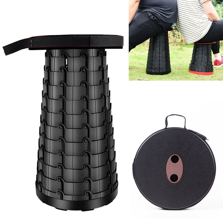 Stornfield | Portable Plastic Telescopic Folding Stool for Outdoor Camping Fishing Garden (Black)