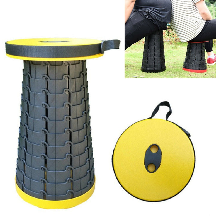 Stornfield | Portable Foldable Plastic Telescopic Stool for Outdoor Camping Fishing Garden (Yellow)