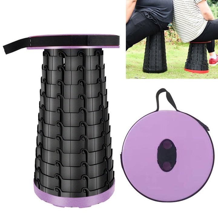Stornfield | Portable Plastic Folding Telescopic Stool for Outdoor Camping Fishing Garden (Purple)