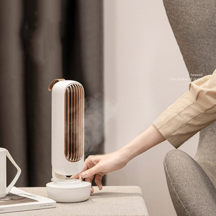 Retro Humidification Tower Fan USB Leafless Fan Water Cooling Spray Humidification Desktop Fan Cooler(White) | Stornfield