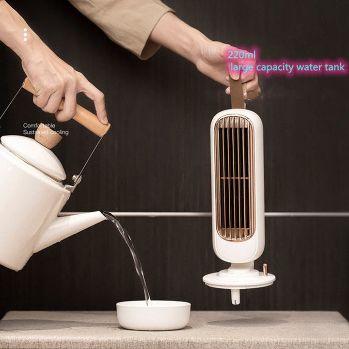 Retro Humidification Tower Fan USB Leafless Fan Water Cooling Spray Humidification Desktop Fan Cooler(White) | Stornfield