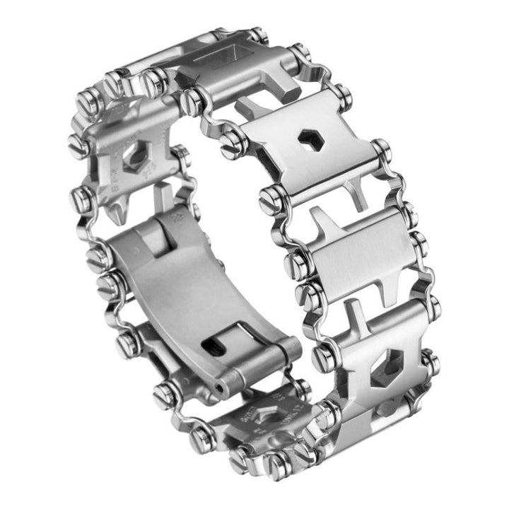 Stornfield | Men's Stainless Steel Multi-tool Outdoor Survival Bracelet (316L Silver Wide)