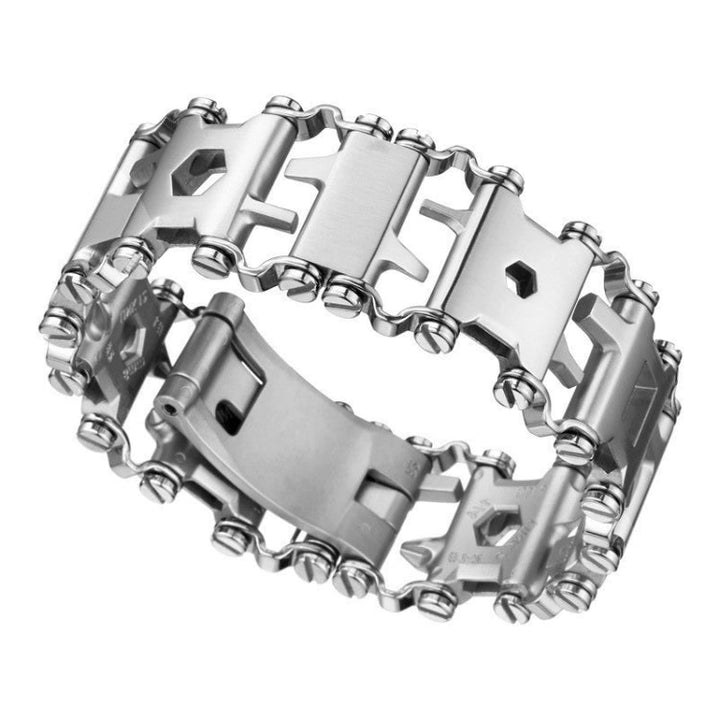 Stornfield | Men's Stainless Steel Multi-tool Outdoor Survival Bracelet (316L Silver Wide)