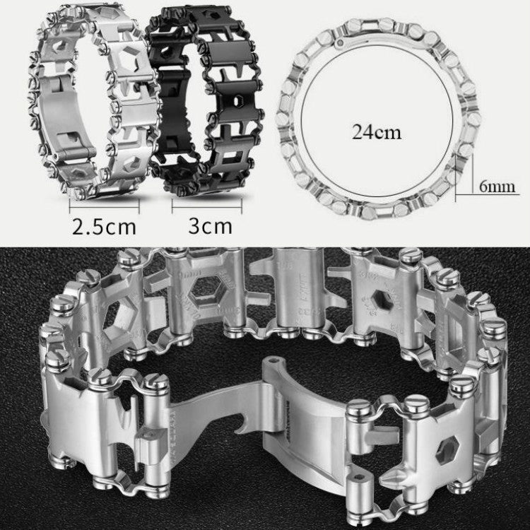 Stornfield | Men's Stainless Steel Multi-tool Outdoor Survival Bracelet (316L Silver Wide)