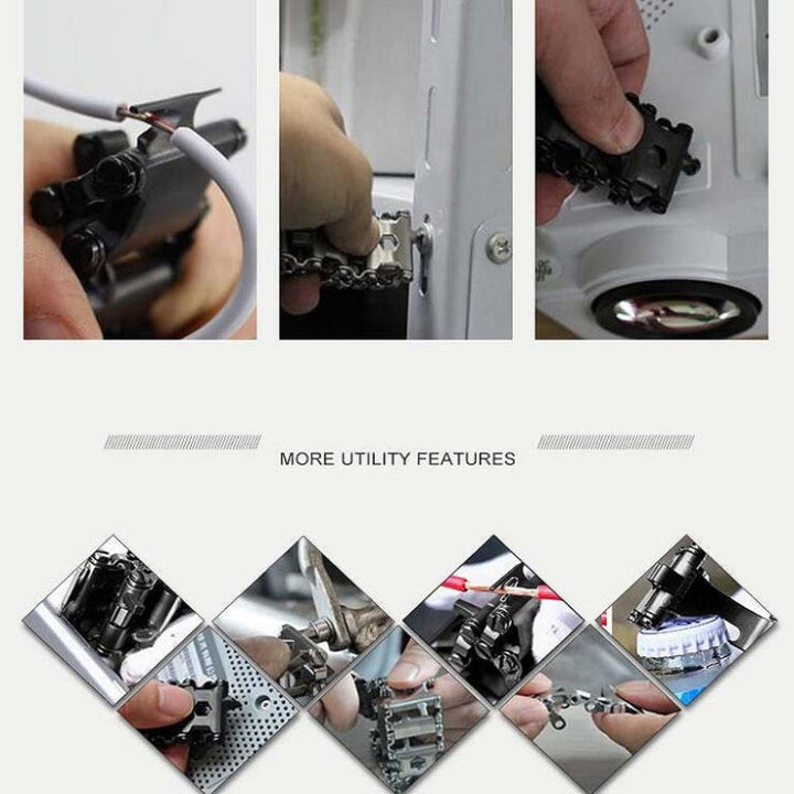 Stornfield | Men's Stainless Steel Multi-tool Outdoor Survival Bracelet (316L Silver Wide)