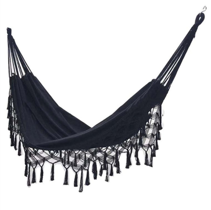 Stornfield | Double Fringe Canvas Hammock Outdoor and Indoor Photo Prop, Specification: 200x150cm Black