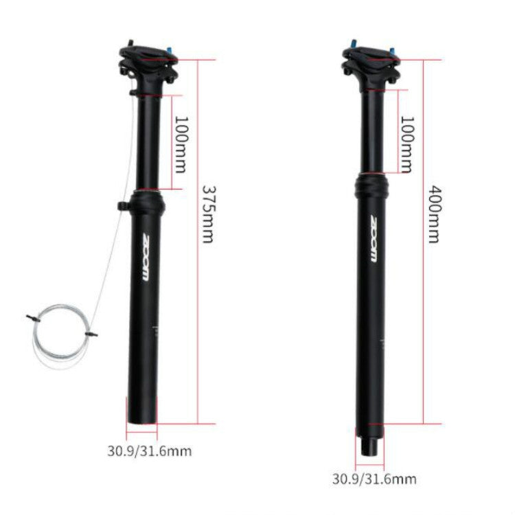 Stornfield | ZOOM Mountain Bike Cable Controlled Hydraulic Seatpost, Size: 30.9mm, Specification: 400mm Internal Routing