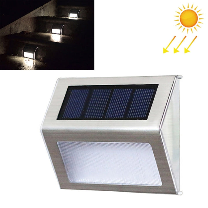 Stornfield | 2PCS Solar Stainless Steel 3 LED Stair Wall Lamp Outdoor Garden Fence Light (White Light)
