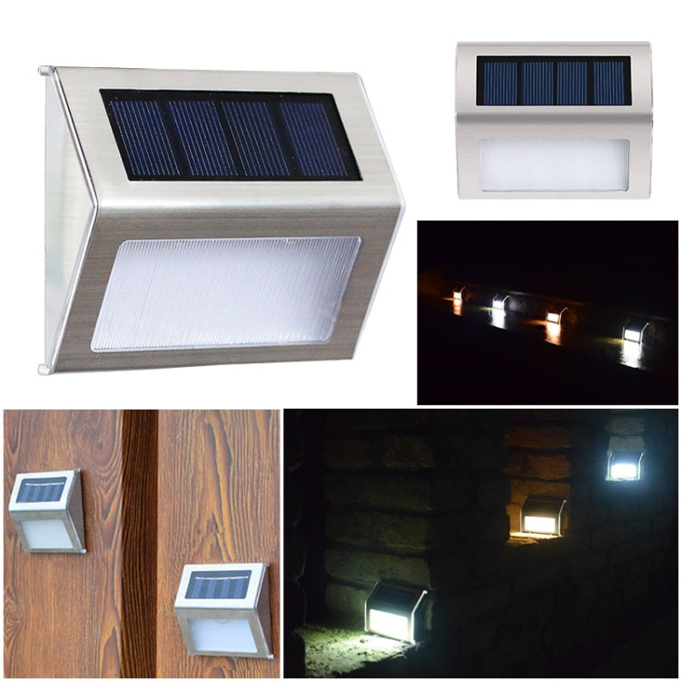 Stornfield | 2PCS Solar Stainless Steel 3 LED Stair Wall Lamp Outdoor Garden Fence Light (White Light)