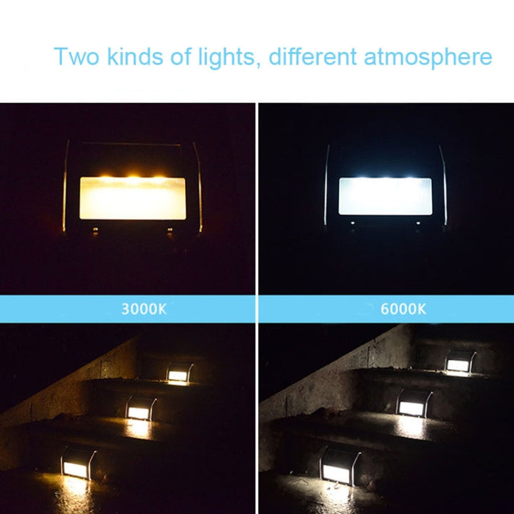 Stornfield | 2PCS Solar Stainless Steel 3 LED Stair Wall Lamp Outdoor Garden Fence Light (White Light)