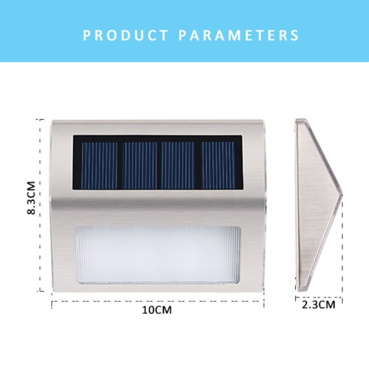 Stornfield | 2PCS Solar Stainless Steel 3 LED Stair Wall Lamp Outdoor Garden Fence Light (White Light)