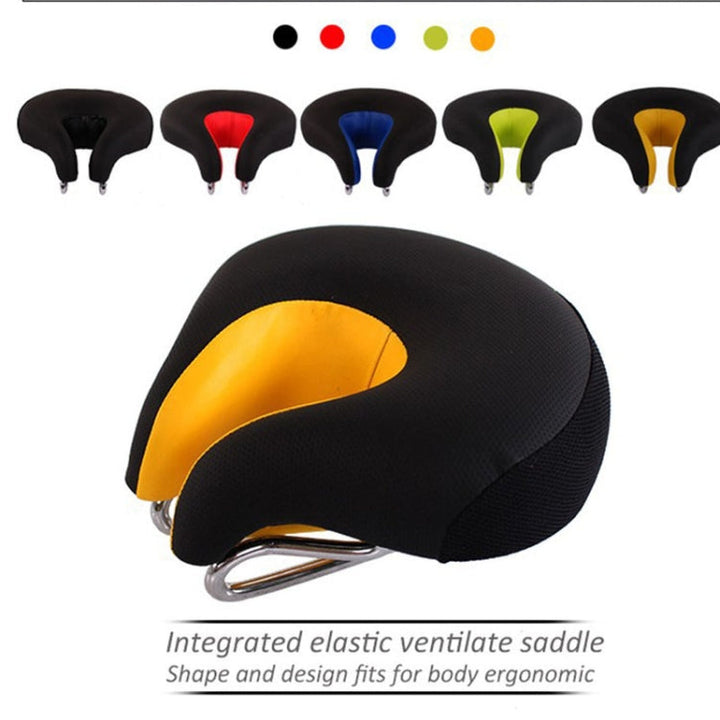 Stornfield | Noseless Bicycle Saddle for Mountain Bikes with Thick and Soft Padding (Red)