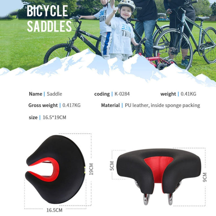Stornfield | Noseless Bike Saddle Mountain Bike Thick Soft Padding (Blue)