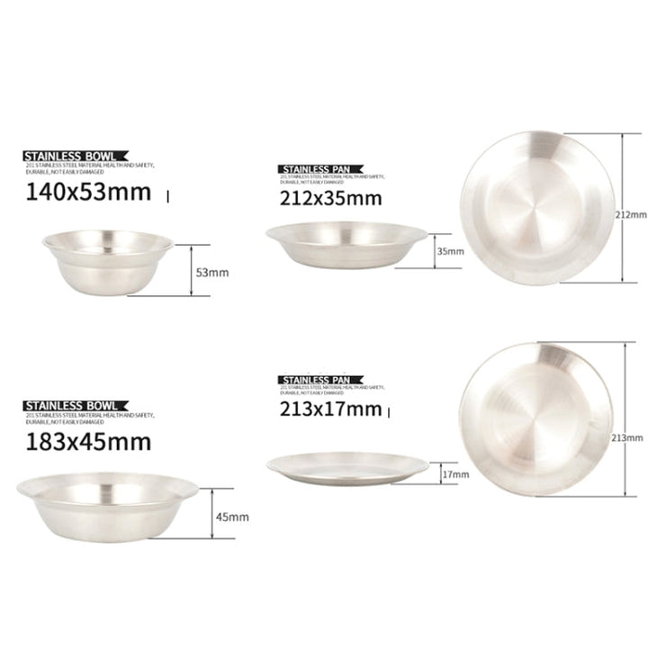 Stornfield | 16 PCS / Set CLS Outdoor Stainless Steel Cutlery Portable Camping Dinner Bowl Plate Set