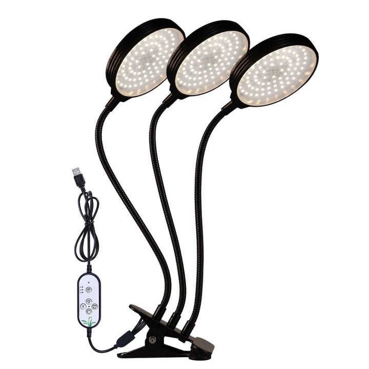 Stornfield | LED Plant Grow Light USB Remote Control Waterproof Clip Full Spectrum Natural Light for Seedlings, Power: 45W Three Heads
