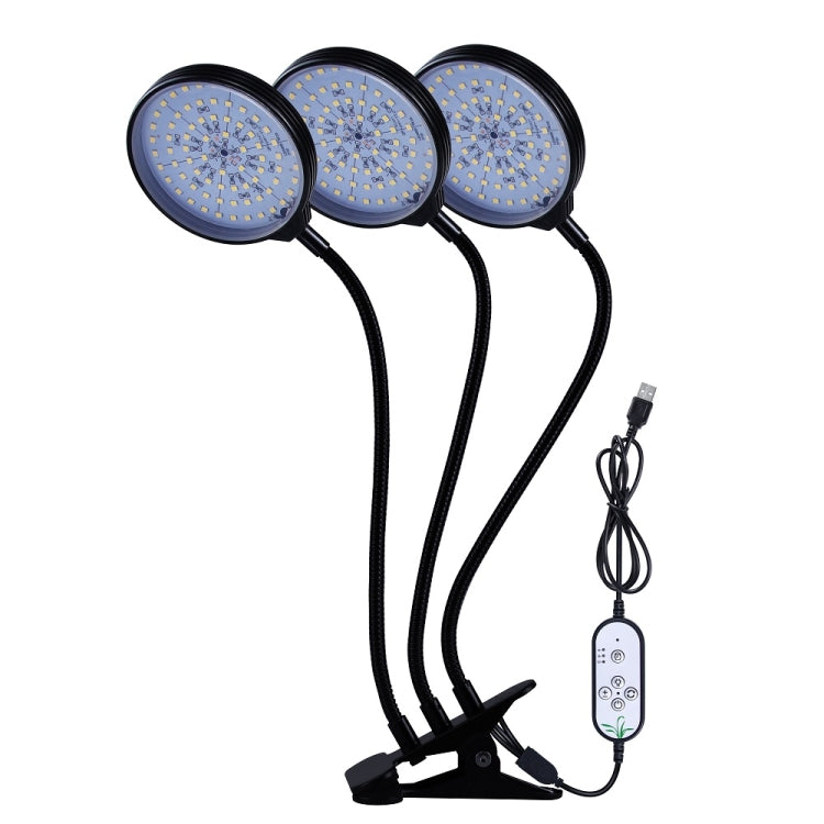 Stornfield | LED Plant Grow Light USB Remote Control Waterproof Clip Full Spectrum Natural Light for Seedlings, Power: 45W Three Heads