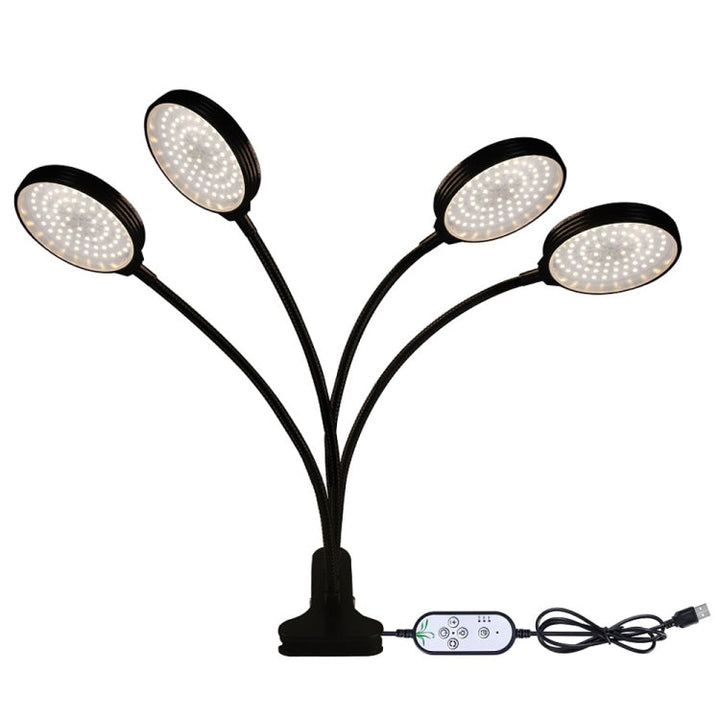 Stornfield | Lampes de croissance pour plantes LED télécommandées par USB clip étanches plein spectre lumière naturelle pour semis, puissance : 60W quatre têtes