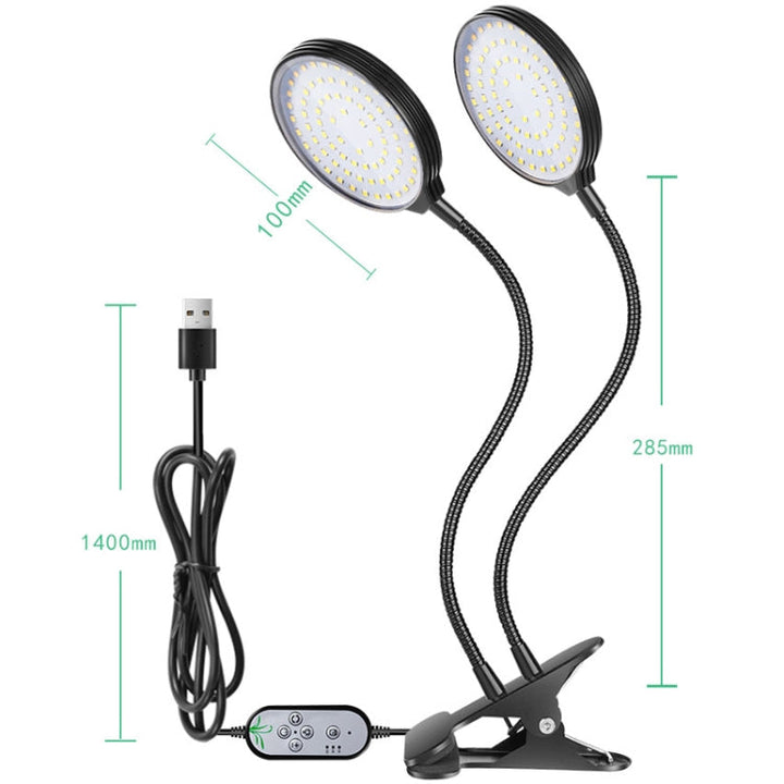 Stornfield | Lampes de croissance pour plantes LED télécommandées par USB clip étanches plein spectre lumière naturelle pour semis, puissance : 60W quatre têtes