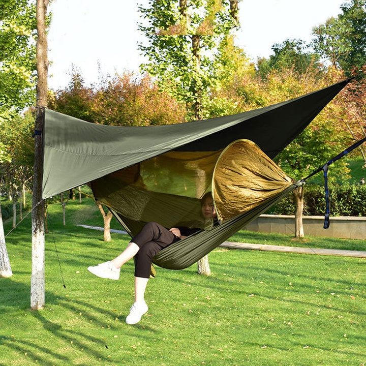 Stornfield | Strut Mosquito Net Hammock Set-Diamond Sunshade Outdoor Camping Automatic Quick Opening Anti-Mosquito Hammock Shelter Set (Army Green)