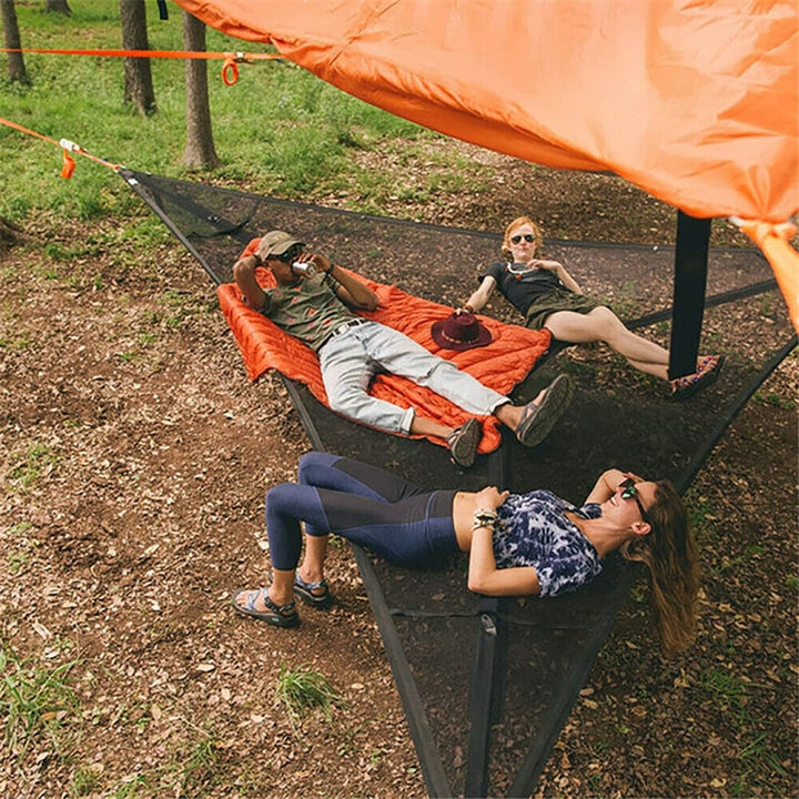 Stornfield | 2.8m Portable Inflatable Family Tent Multi-person Camping Triangle Hammock (Black)