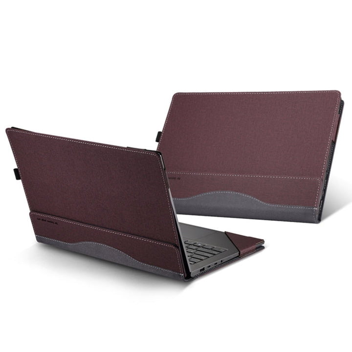 Stornfield | Pour Samsung Galaxy Book 4 360 15,6 pouces étui en cuir antichute avec support (Rouge Vin)