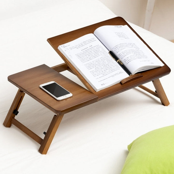 Stornfield | 741ZDDNZ Bed Usage Folding Table with Adjustable Height Laptop Table Dormitory Study Table, Specification: Classic Tea Color 64cm Thickness Bamboo
