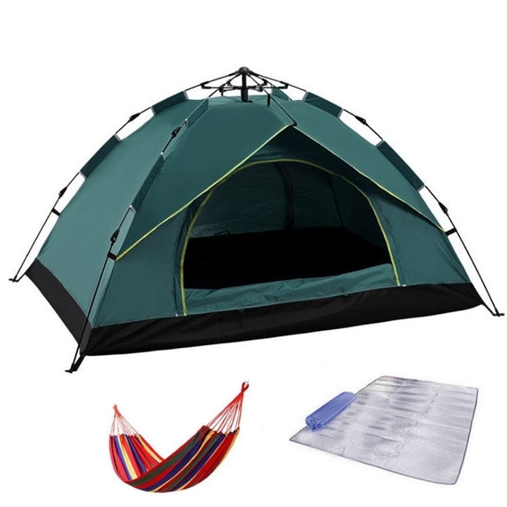Stornfield | TC-014 Multi-Person 3-4 Person Automatic Outdoor Camping Tent (Green+Mat+Hammock)
