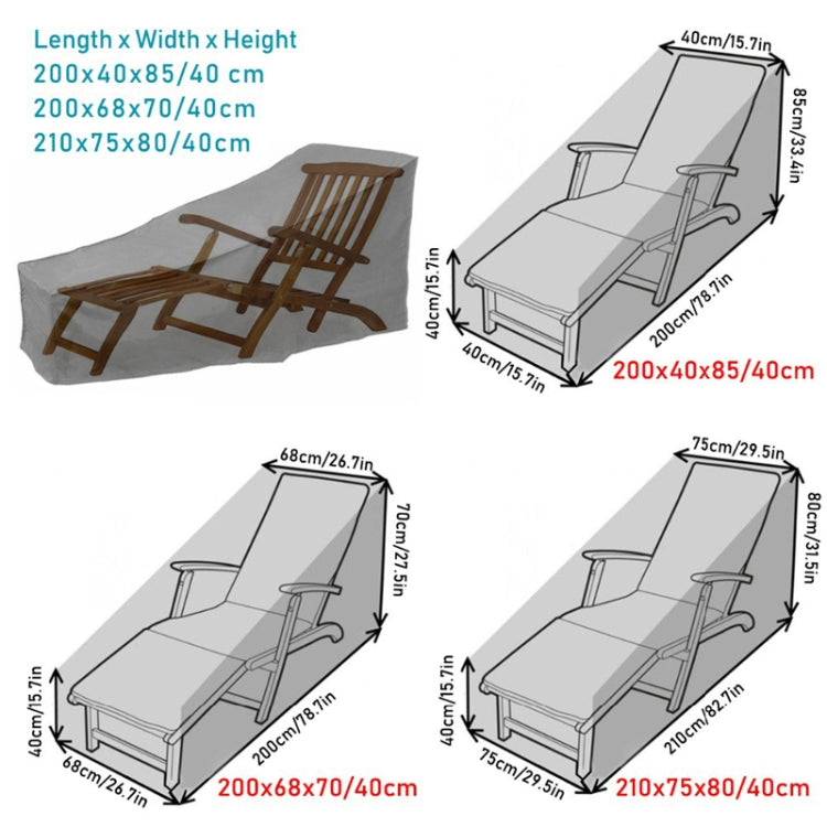 Stornfield | Waterproof and Dustproof Outdoor Beach Chair Cover Protective Cover for Rocking Chair, Size: 210x75x80cm (Black+Silver)
