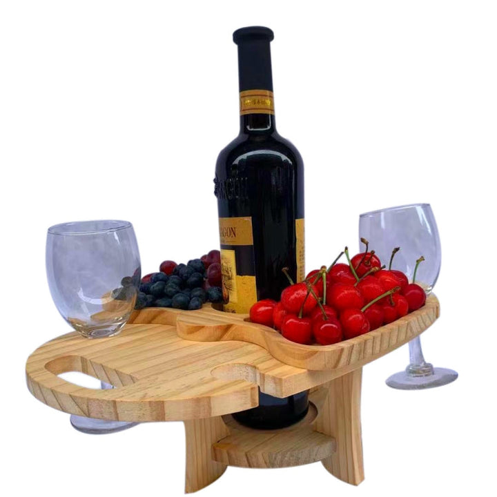 Stornfield | Foldable Wooden Outdoor Picnic Table with Wine Cooler (Wood Color)