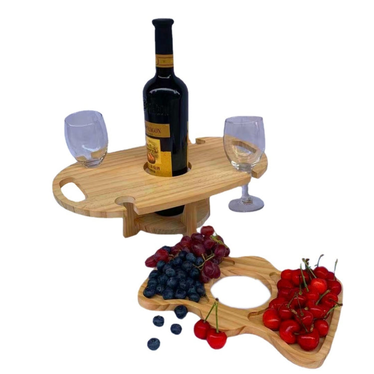 Stornfield | Foldable Wooden Outdoor Picnic Table with Wine Cooler (Wood Color)