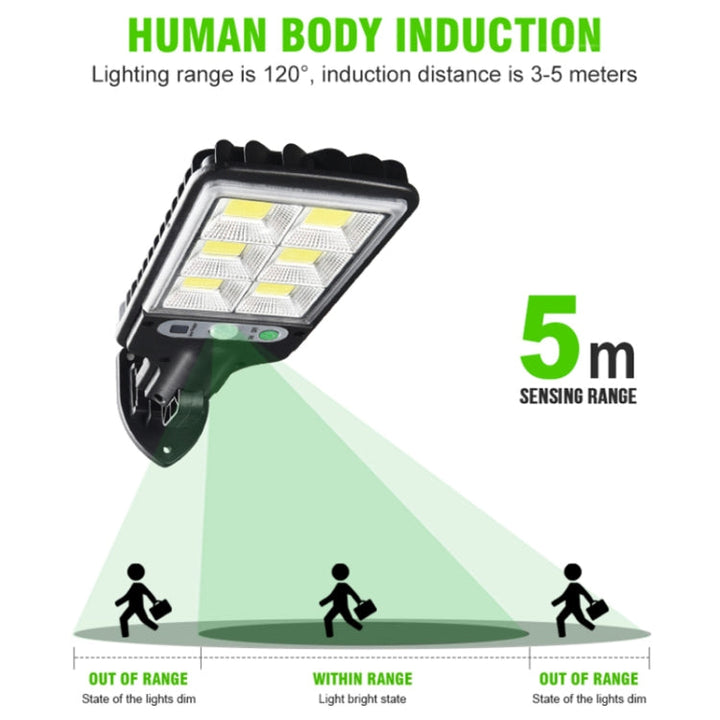 Stornfield | Solar LED Street Light with Body Detection, Garden Light, Specification: 616B-72 COB with Remote Control