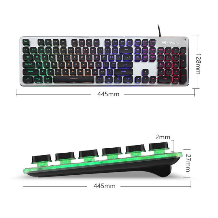 Stornfield | LANGTU L1 104 touches USB Bureau Film Illumination Clavier Filaire, Longueur du câble : 1,6 m (Lumière Bleue Glacée Noire)