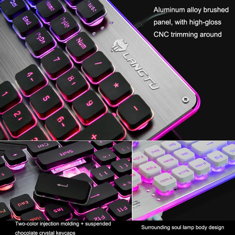 Stornfield | LANGTU L1 104 touches USB Bureau Film Illumination Clavier Filaire, Longueur du câble : 1,6 m (Lumière Bleue Glacée Noire)