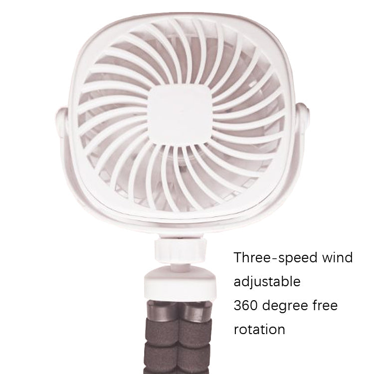 Octopus Stroller Deformation Fan Desktop Portable Handheld USB Small Fan, Colour: 1200mAh White | Stornfield