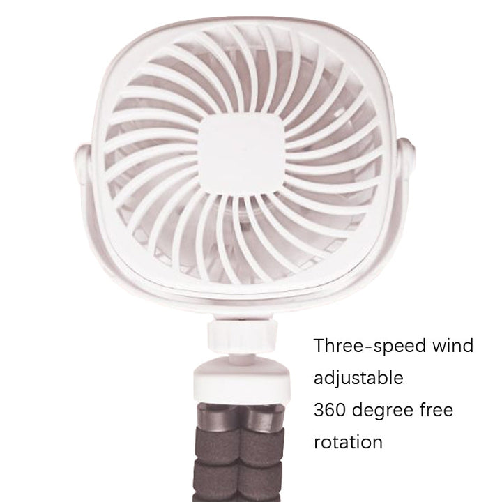 Octopus Stroller Deformation Fan Desktop Portable Handheld USB Small Fan, Colour: 1200mAh White | Stornfield