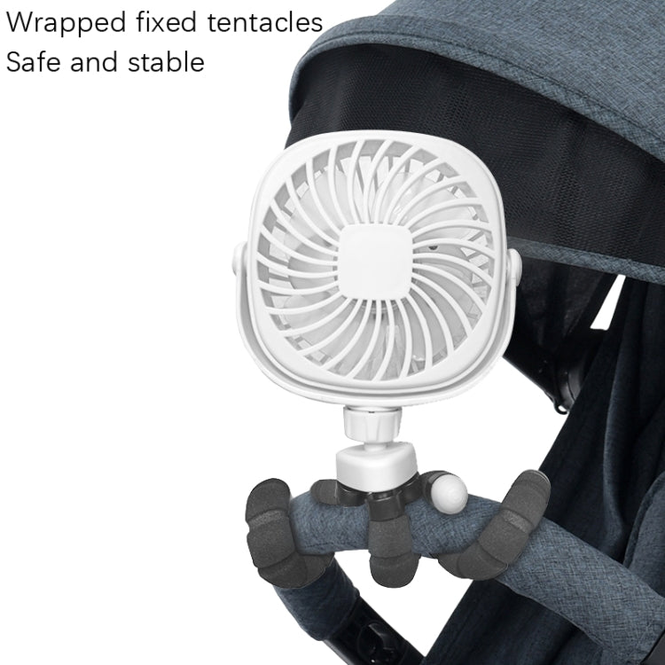 Octopus Stroller Deformation Fan Desktop Portable Handheld USB Small Fan, Colour: 1200mAh White | Stornfield