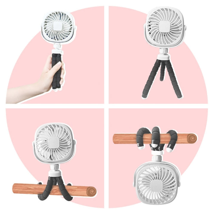 Octopus Stroller Deformation Fan Desktop Portable Handheld USB Small Fan, Colour: 1200mAh White | Stornfield