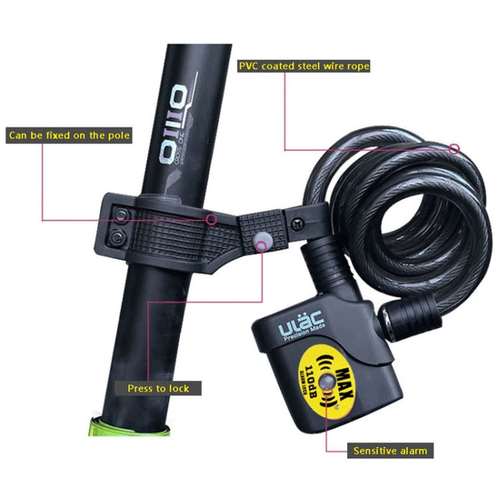Stornfield | ULAC AL-3P Bicycle Alarm Cable Lock MTB Lock Bike Accessories
