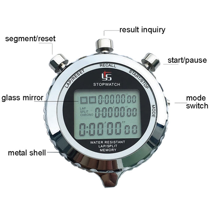 Digital Stopwatch Stainless Steel 3-Line Display | Stornfield