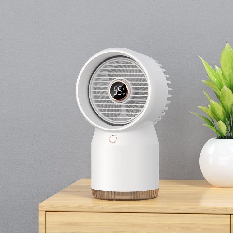 Spray Humidified LED Digital Display Office Home Fan, Style: 3600mAh Rechargeable(White) | Stornfield