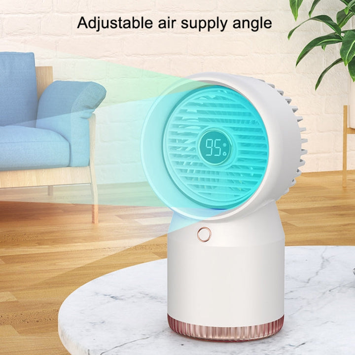 Spray Humidified LED Digital Display Office Home Fan, Style: 3600mAh Rechargeable(White) | Stornfield