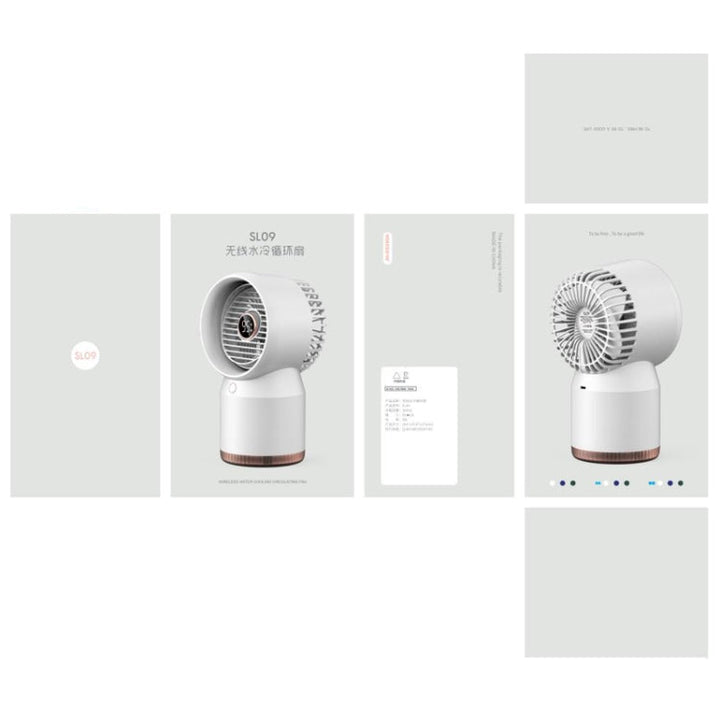 Spray Humidified LED Digital Display Office Home Fan, Style: 3600mAh Rechargeable(White) | Stornfield