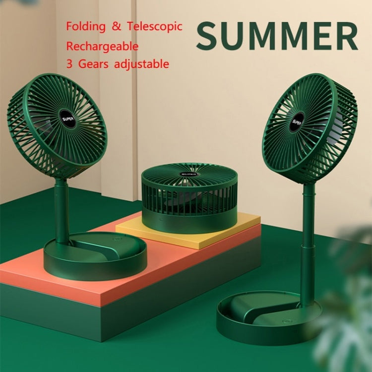 Portable Folding Fan  Retractable Floor Standing Fan,Style: Rechargeable (Green) | Stornfield