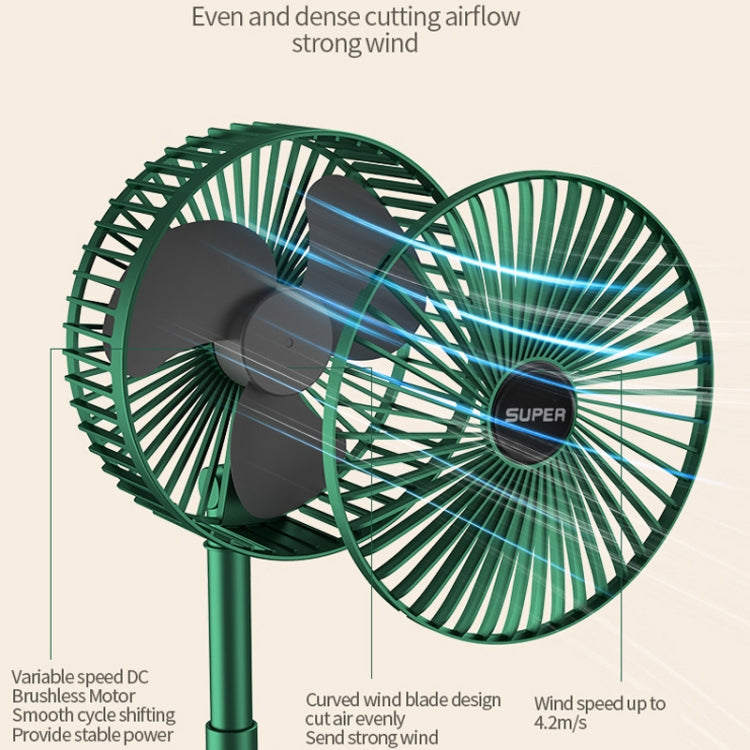 Portable Folding Fan  Retractable Floor Standing Fan,Style: Rechargeable (Green) | Stornfield