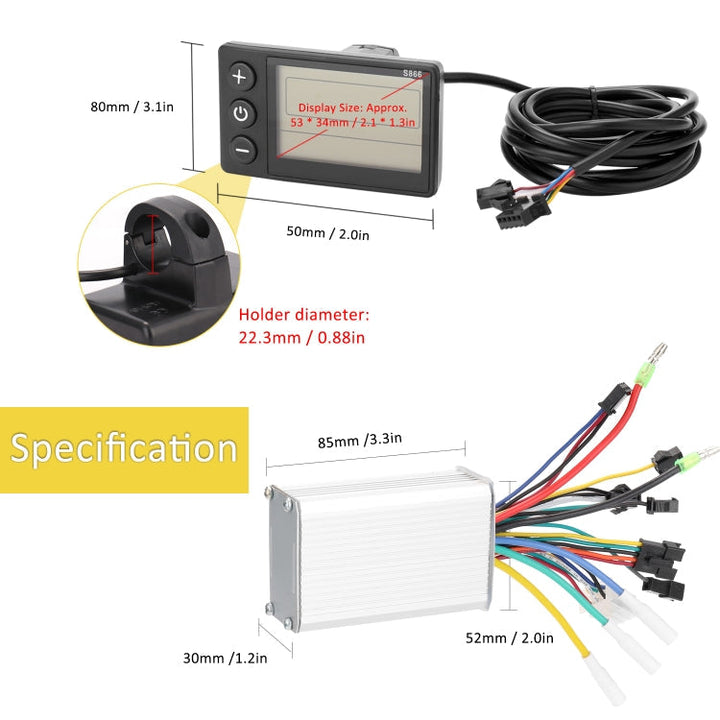 Stornfield | S866 A Type Universal Electric Bike Electric Bicycle Dashboard Set, Specification: 36V / 48V