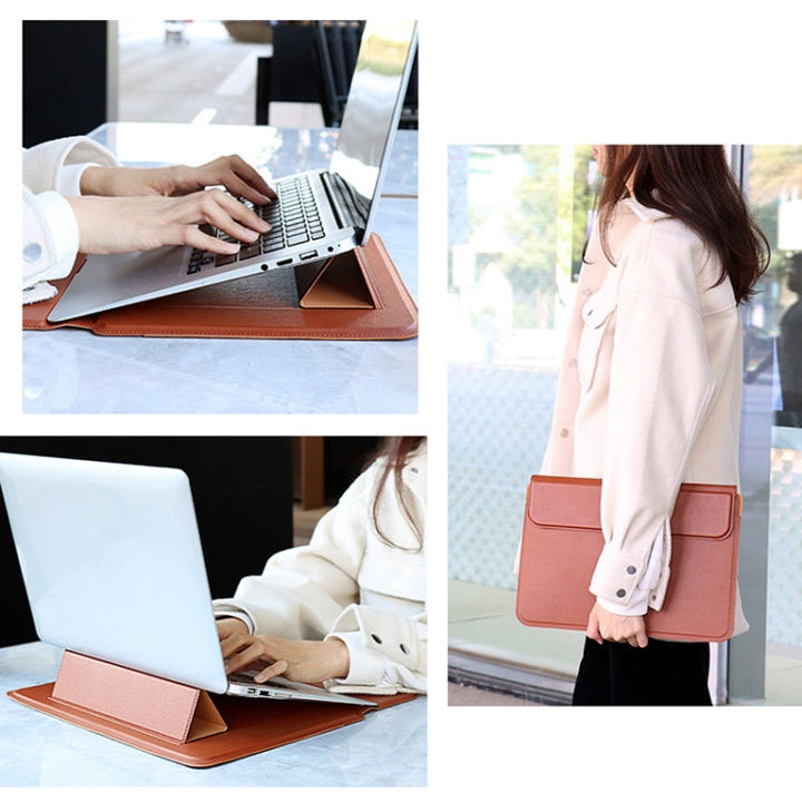 Stornfield | PU08DZ PU Leather Laptop Inner Bag with Stand Function, Size: 14.1-15.4 inch (Sapphire Blue)