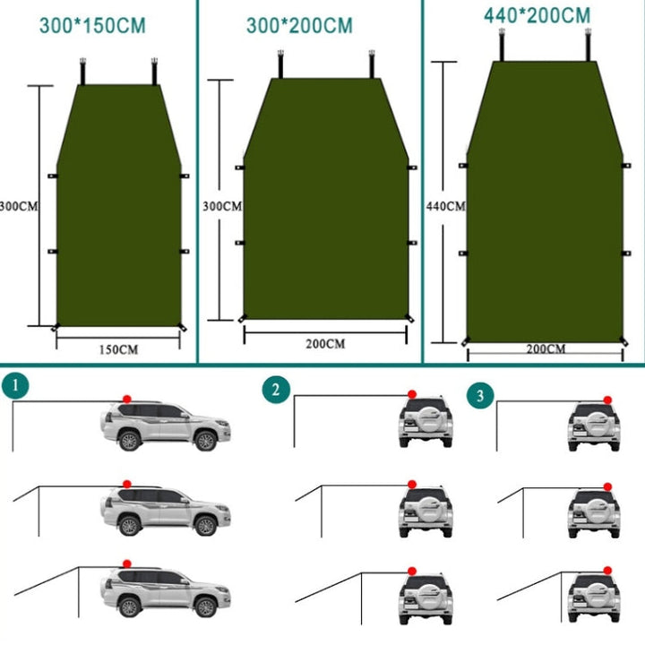 Stornfield | Outdoor Garden Camping Tent Next to Car Waterproof Sunshade 200x440cm (Dark Grey)