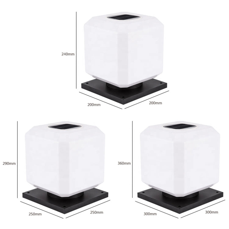 Stornfield | 003 Solar Square Outdoor Post Light Waterproof LED Wall Lights, Size: 20cm (White Light)